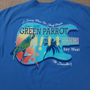 Green Parrot Key West Blue Short Sleeve T Shirt Size L Soft Shirts Keys Parrots